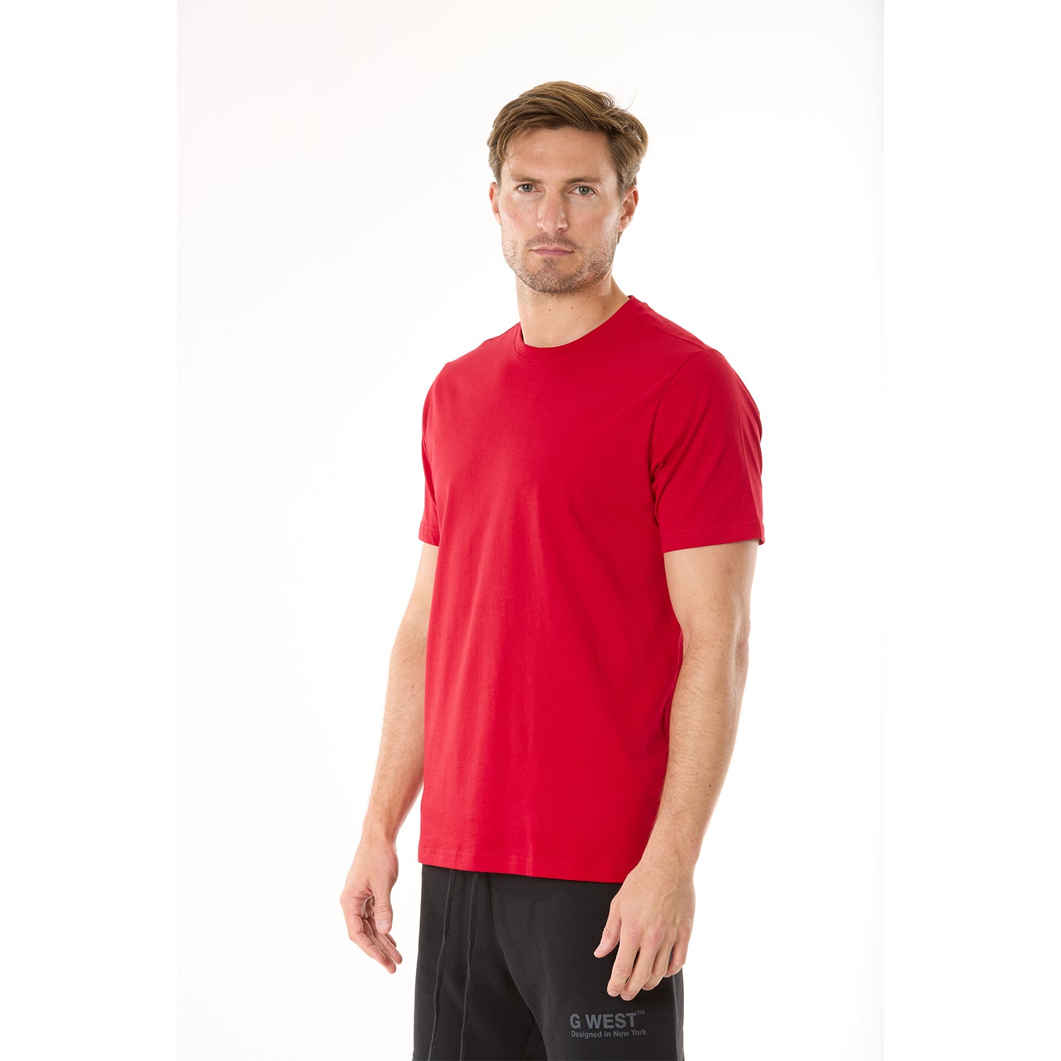 G WEST MENS SOLID CREW NECK TEE - RED
