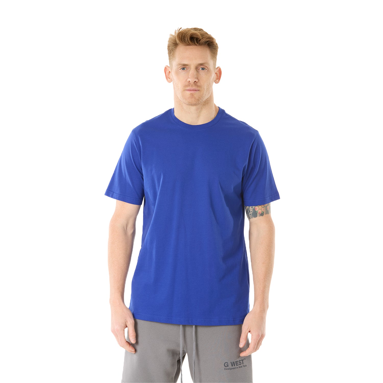 G WEST MENS SOLID CREW NECK TEE - ROYAL BLUE 