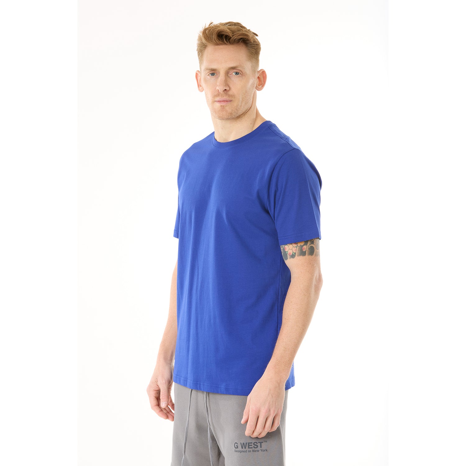 G WEST MENS SOLID CREW NECK TEE - ROYAL BLUE 