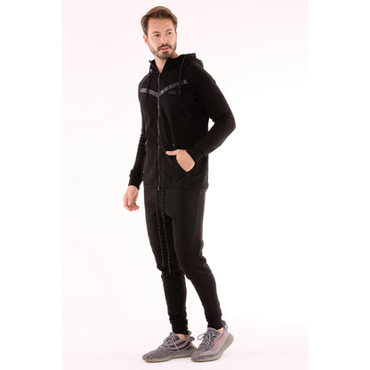 G WEST MENS TECH FLEECE  ZIPPER HOODIE - BLACK