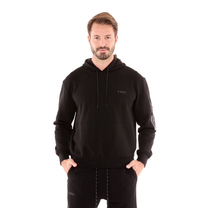 G WEST MENS TECH FLEECE PULLOVER HOODIE - BLACK