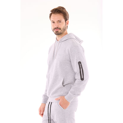G WEST MENS TECH FLEECE PULLOVER HOODIE - GREY