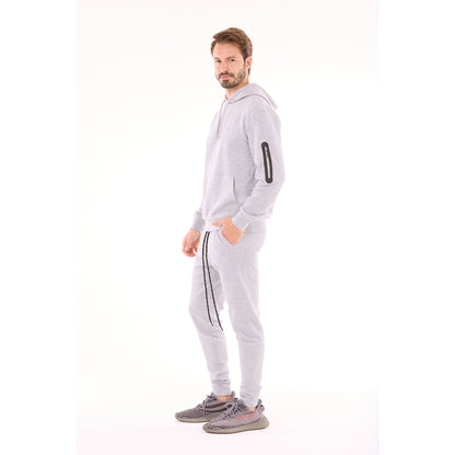 G WEST MENS TECH FLEECE PULLOVER HOODIE - GREY