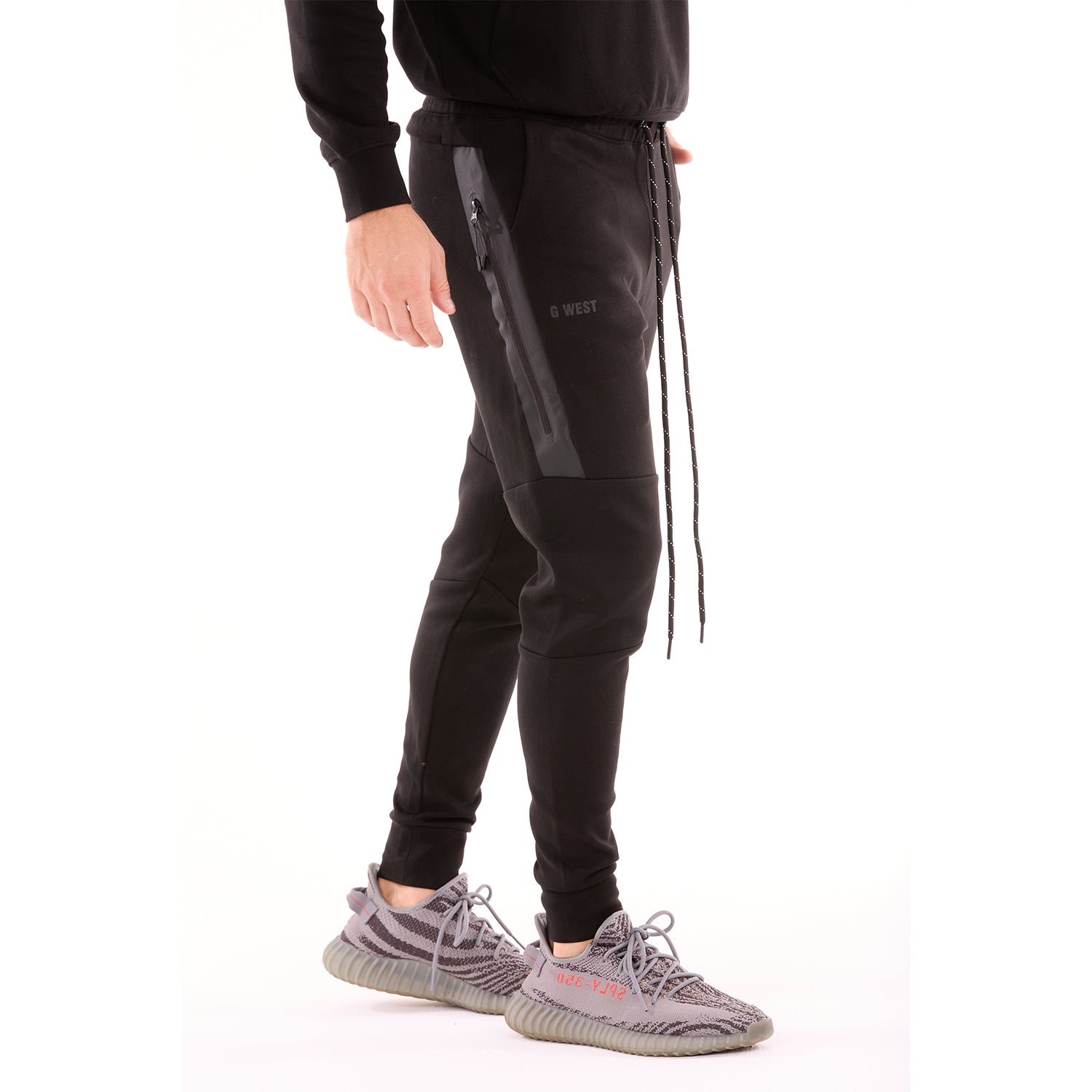 G WEST MENS TECH FLEECE JOGGER PANTS - BLACK