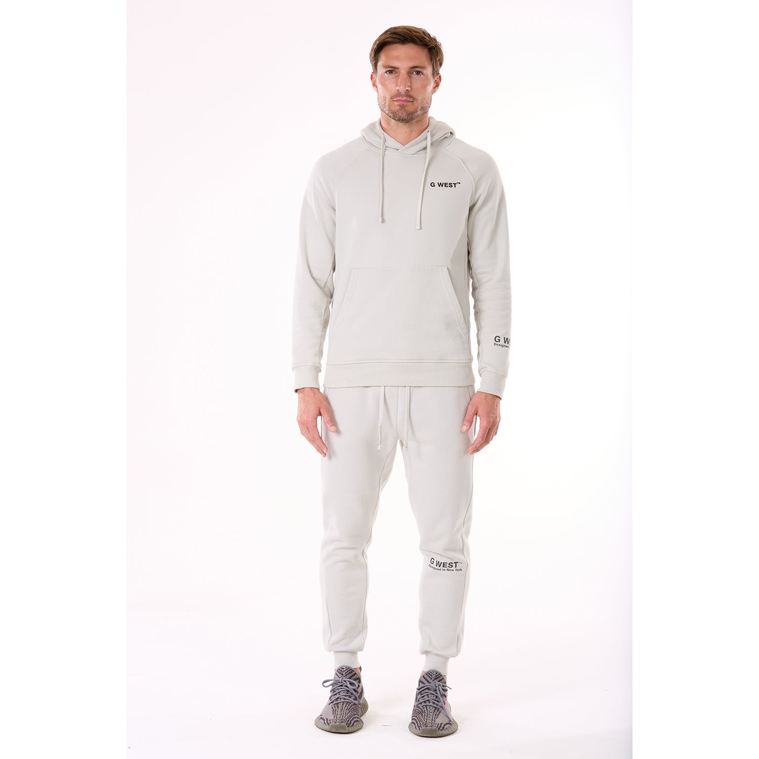 G WEST MENS FLEECE  PULLOVER HOODIE - STORMY GRAY