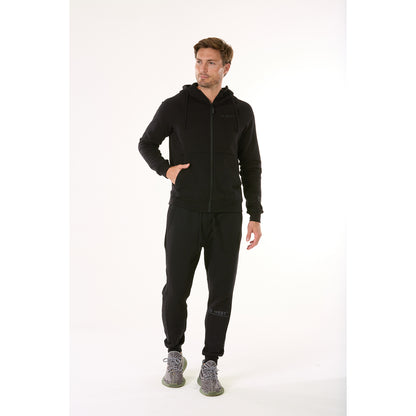 G WEST MENS FLEECE  ZIPPER HOODIE - JET BLACK