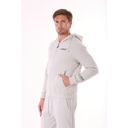 G WEST MENS FLEECE  ZIPPER HOODIE - STORMY GRAY