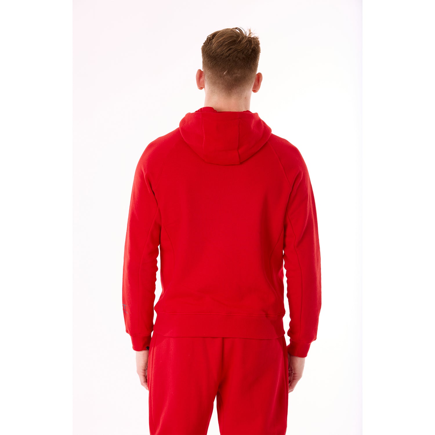G WEST MENS FLEECE  ZIPPER HOODIE - RACING RED
