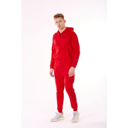 G WEST MENS FLEECE  ZIPPER HOODIE - RACING RED