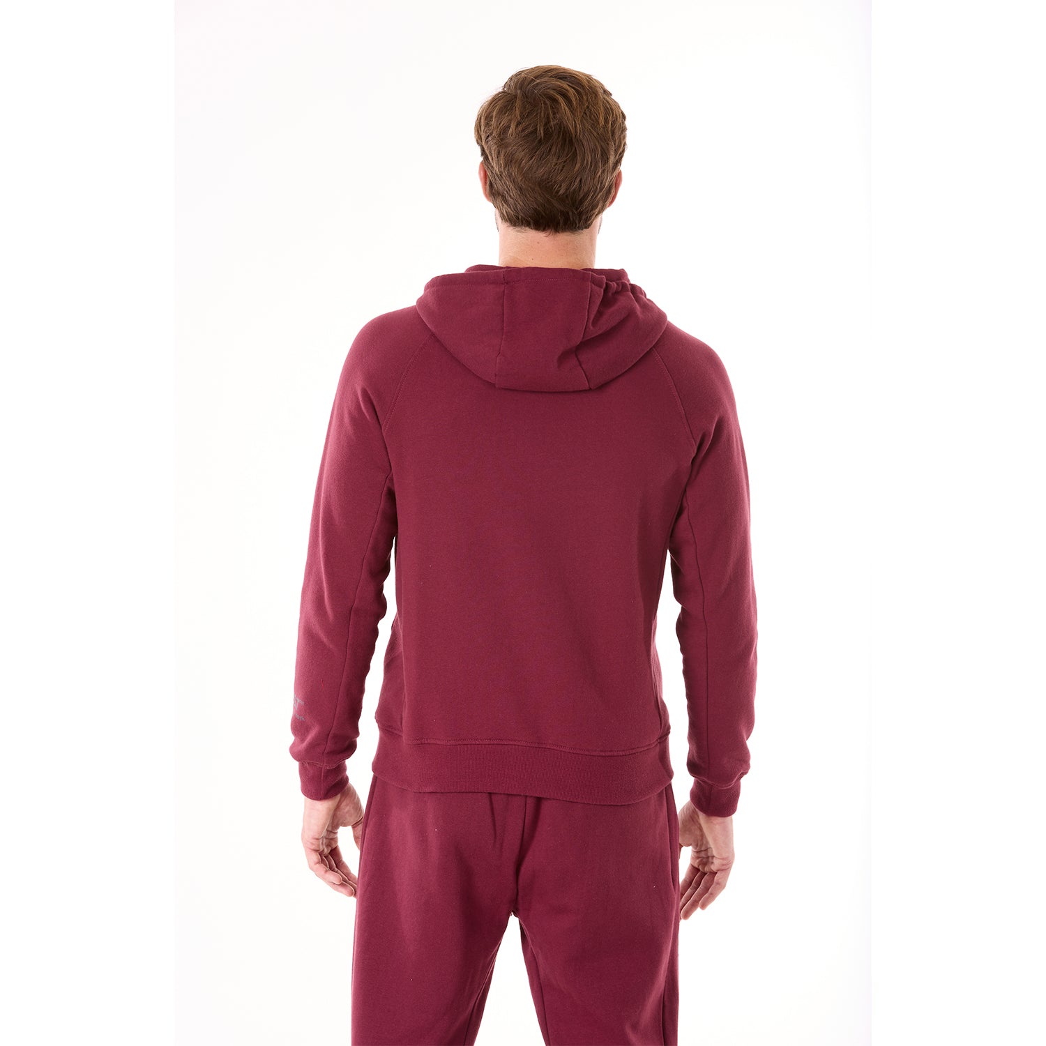 G WEST MENS FLEECE  ZIPPER HOODIE - BURGUNDY