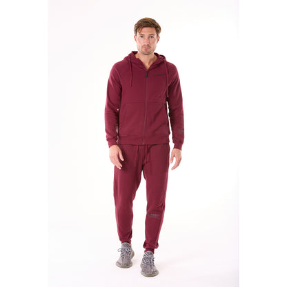 G WEST MENS FLEECE  ZIPPER HOODIE - BURGUNDY