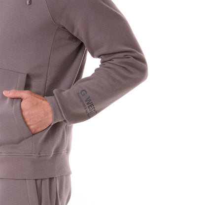 G WEST MENS FLEECE  ZIPPER HOODIE - CHARCOAL GREY