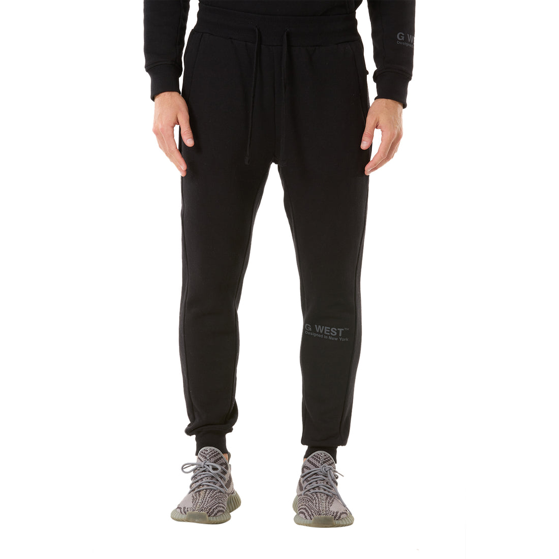 G WEST MENS FLEECE JOGGER PANTS - JET BLACK