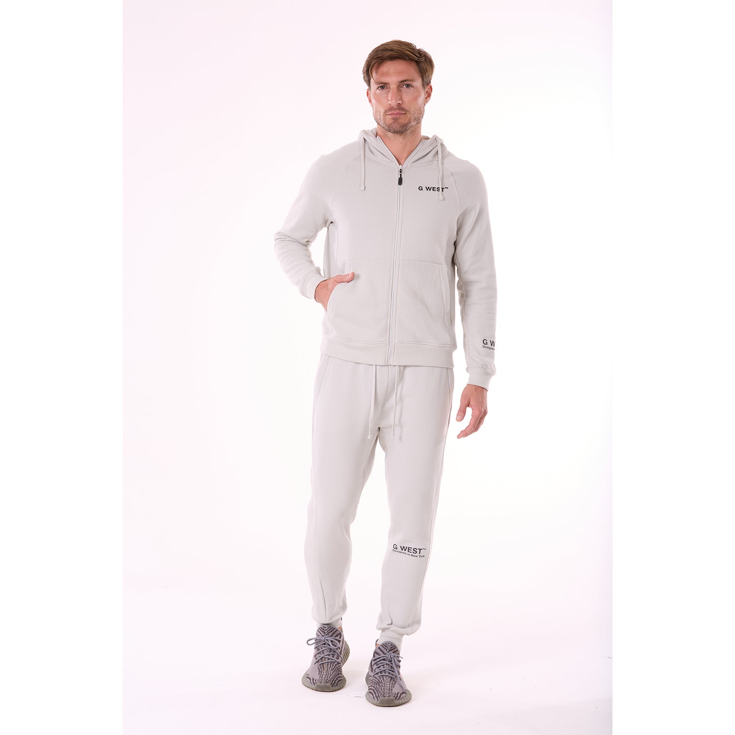 G WEST MENS FLEECE JOGGER PANTS  - STORMY GRAY