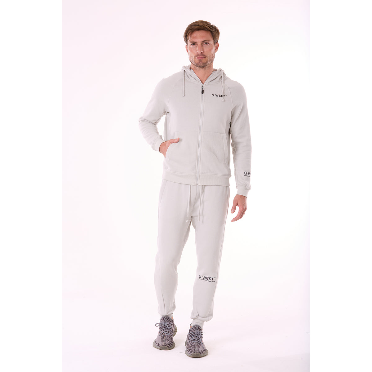 G WEST MENS FLEECE JOGGER PANTS  - STORMY GRAY