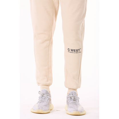 G WEST MENS FLEECE JOGGER PANTS - BROWN RICE
