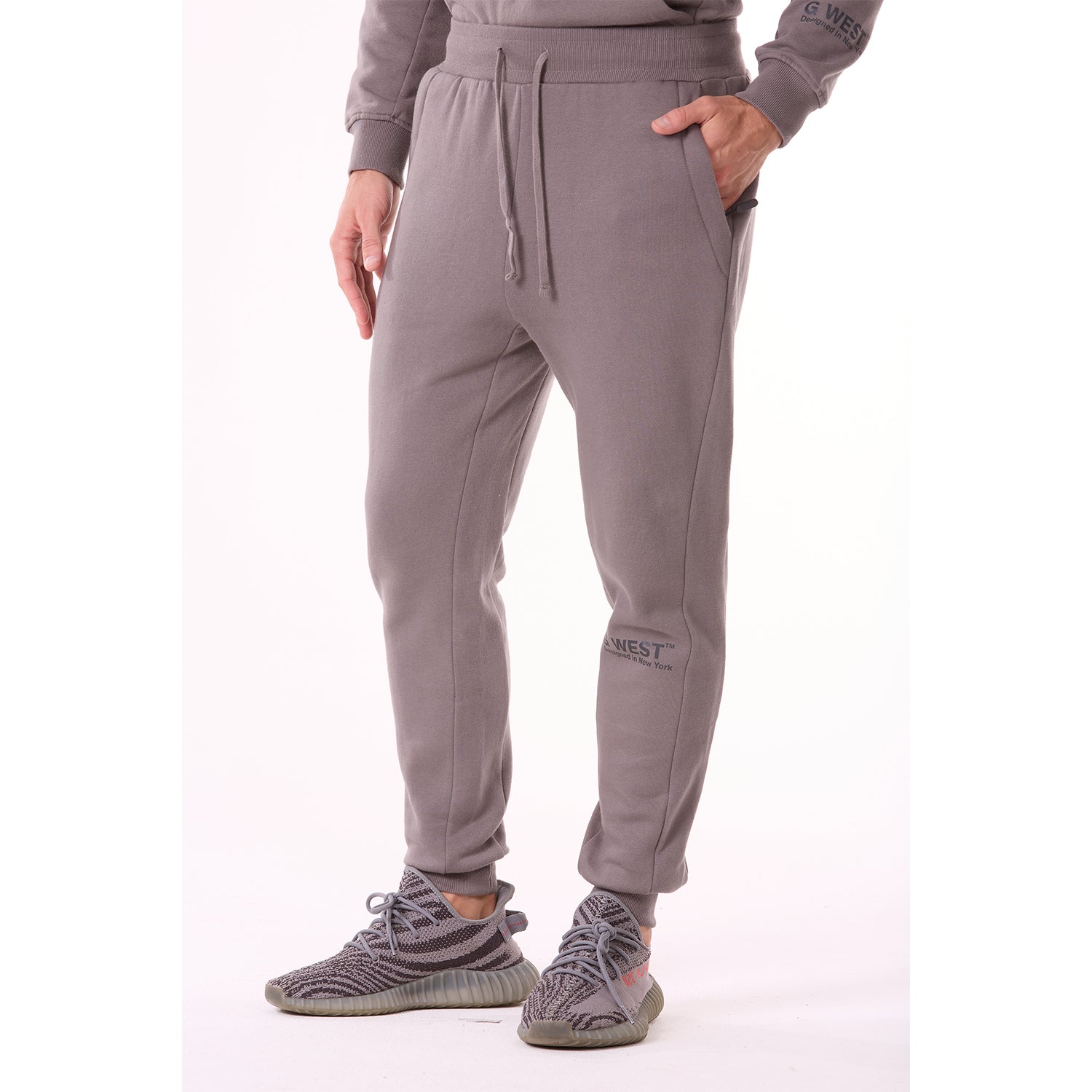 G WEST MENS FLEECE JOGGER PANTS - CHARCOAL GRAY 