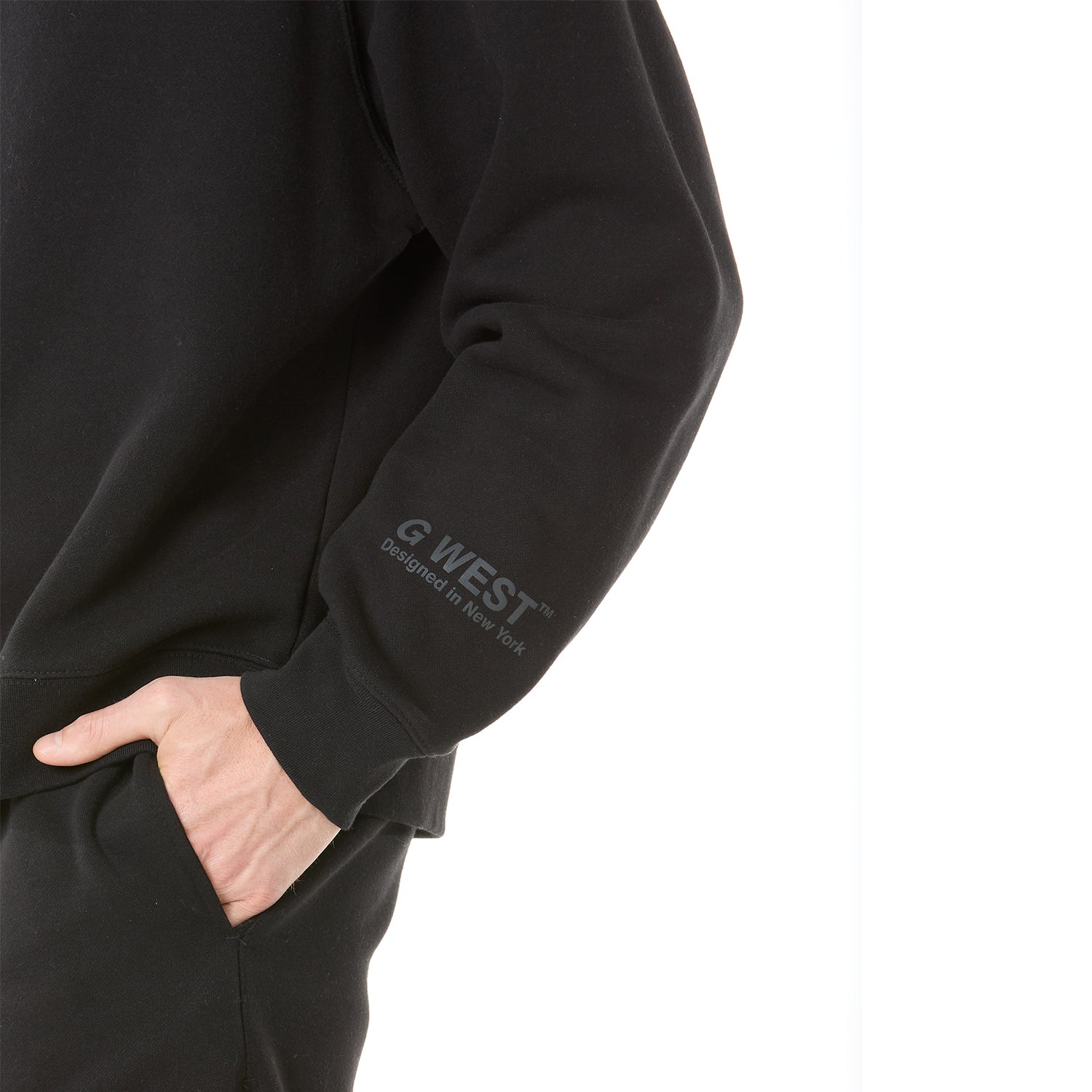 G WEST MENS  LIFESTYLE PREMIUM CREW NECK  SWEATSHIRT - JET BACK