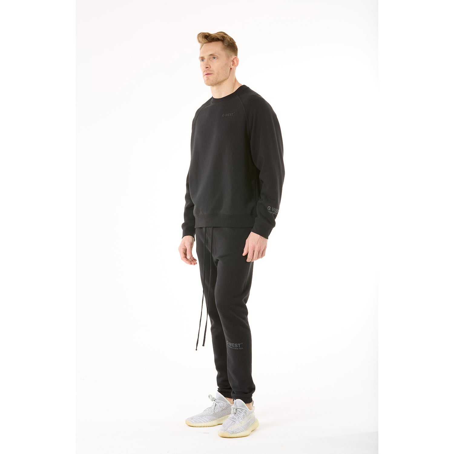G WEST MENS  LIFESTYLE PREMIUM CREW NECK  SWEATSHIRT - JET BACK