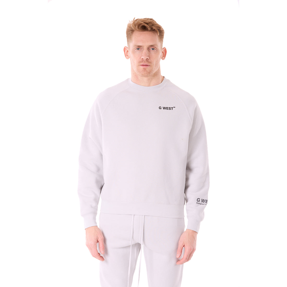 G WEST MENS  LIFESTYLE PREMIUM CREW NECK  SWEATSHIRT - GRAY VIOLET 