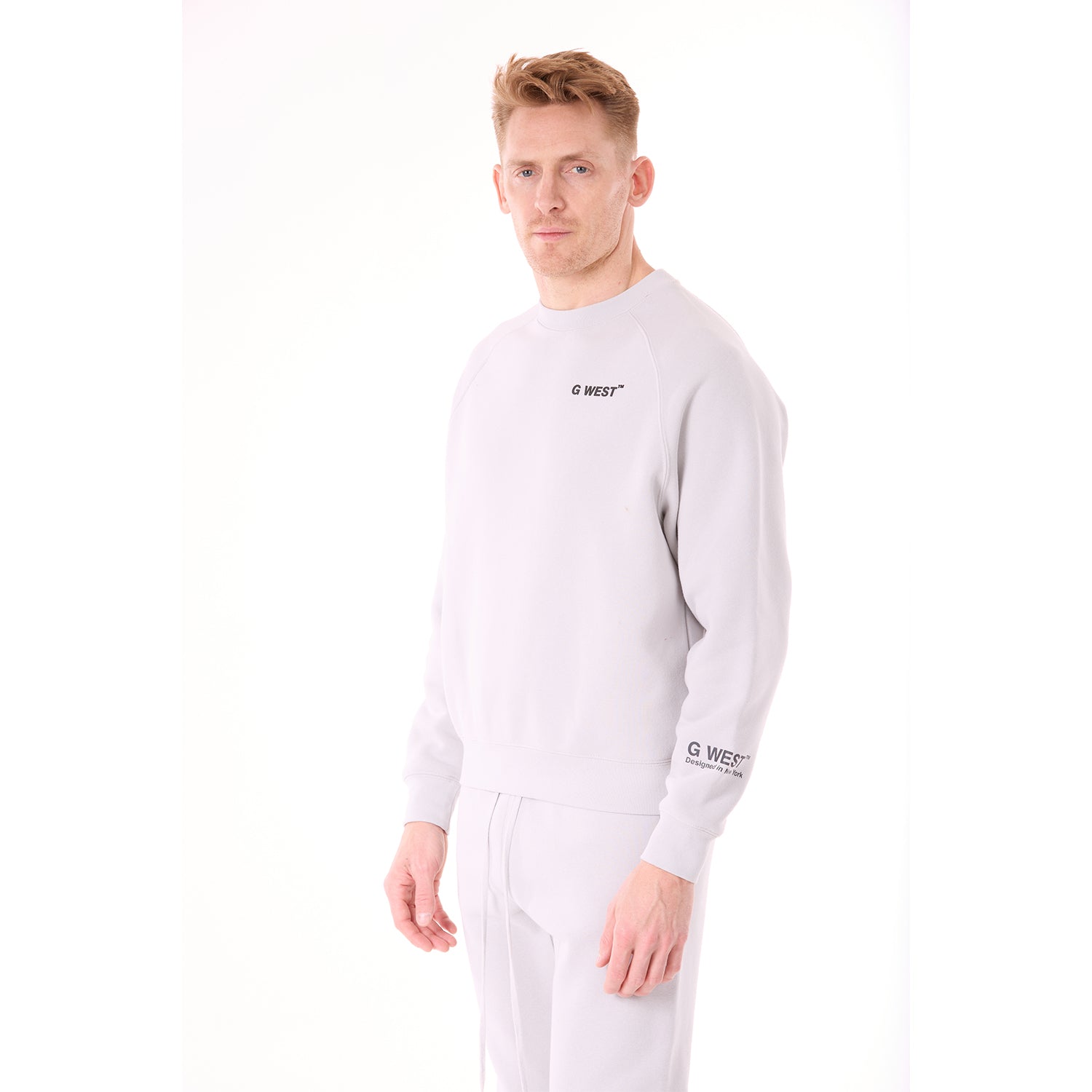 G WEST MENS  LIFESTYLE PREMIUM CREW NECK  SWEATSHIRT - GRAY VIOLET 