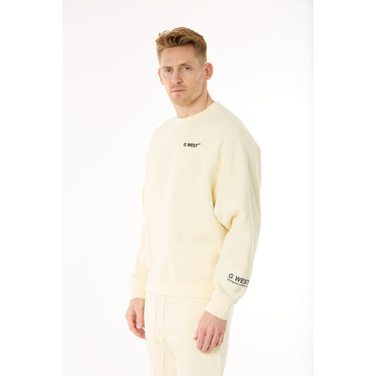 G WEST MENS  LIFESTYLE PREMIUM CREW NECK  SWEATSHIRT - CLOUD CREAM