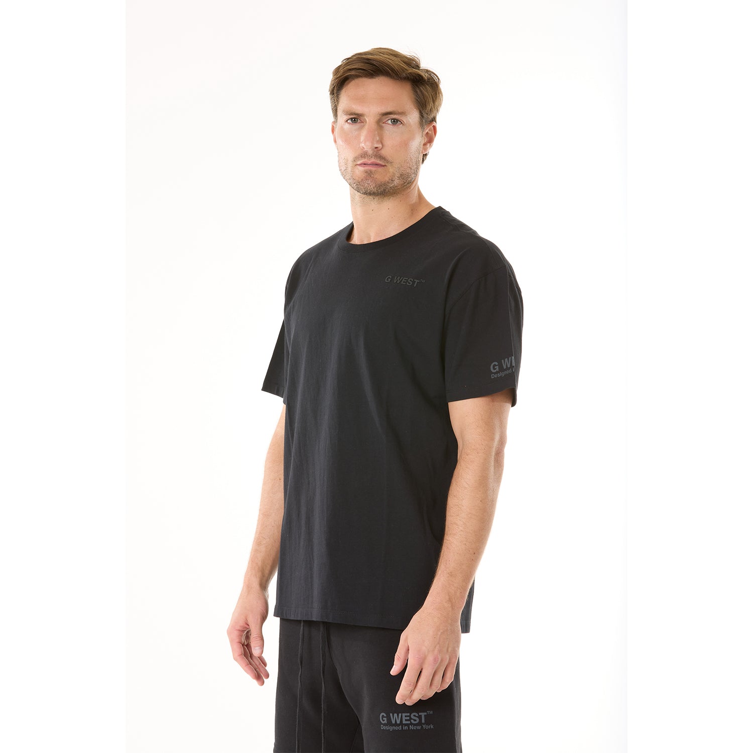  G WEST MENS LIFESTYLE PREMIUM T-SHIRT - JET BLACK 