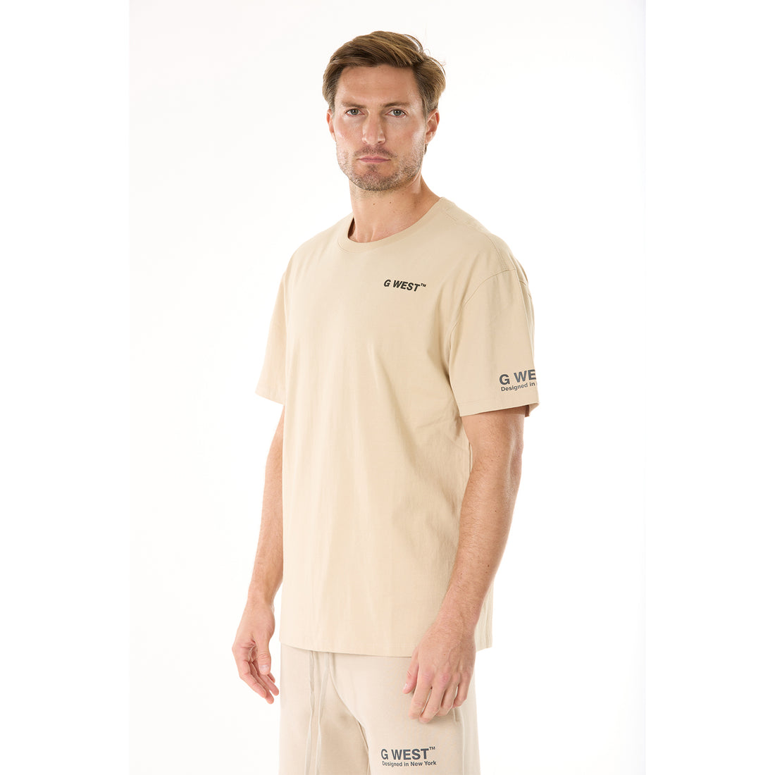 G WEST MENS  LIFESTYLE PREMIUM T-SHIRT - OXFORD TAN