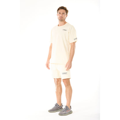 G WEST MENS LIFESTYLE PREMIUM SWEAT SHORTS - CLOUD CREAM