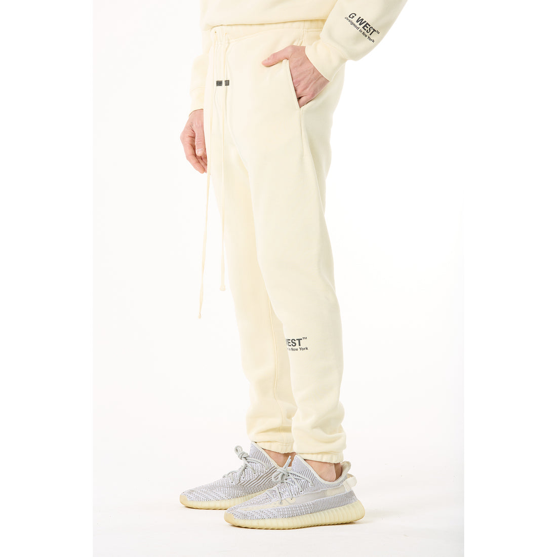 G WEST MENS  LIFESTYLE PREMIUM JOGGER PANTS - CLOUD CREAM