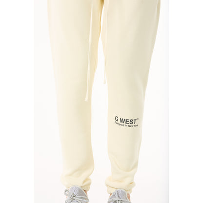 G WEST MENS  LIFESTYLE PREMIUM JOGGER PANTS - CLOUD CREAM