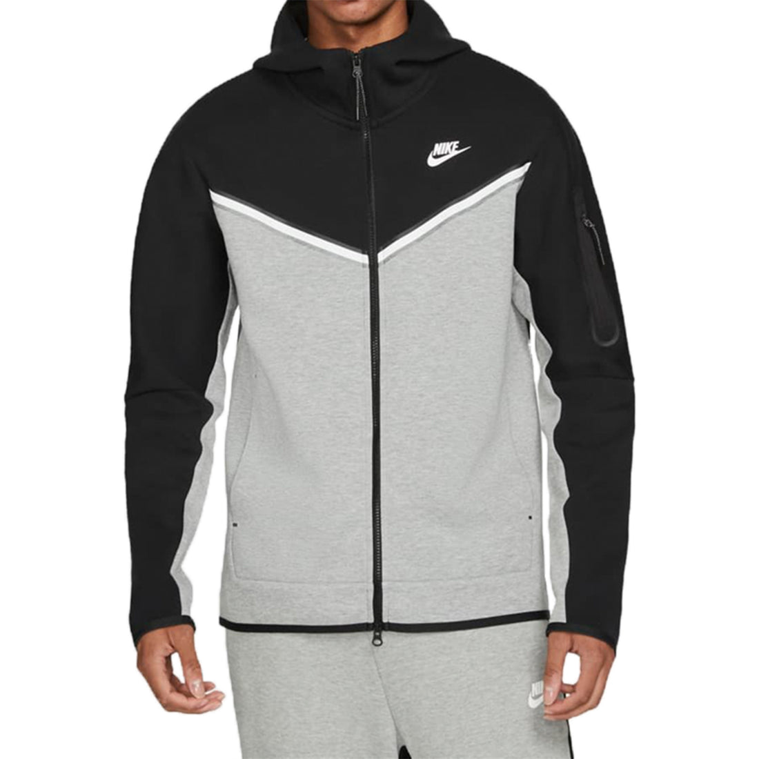 Nike Sportswear Tech Fleece Full-Zip Hoodie Black/Dark Grey Heather/White