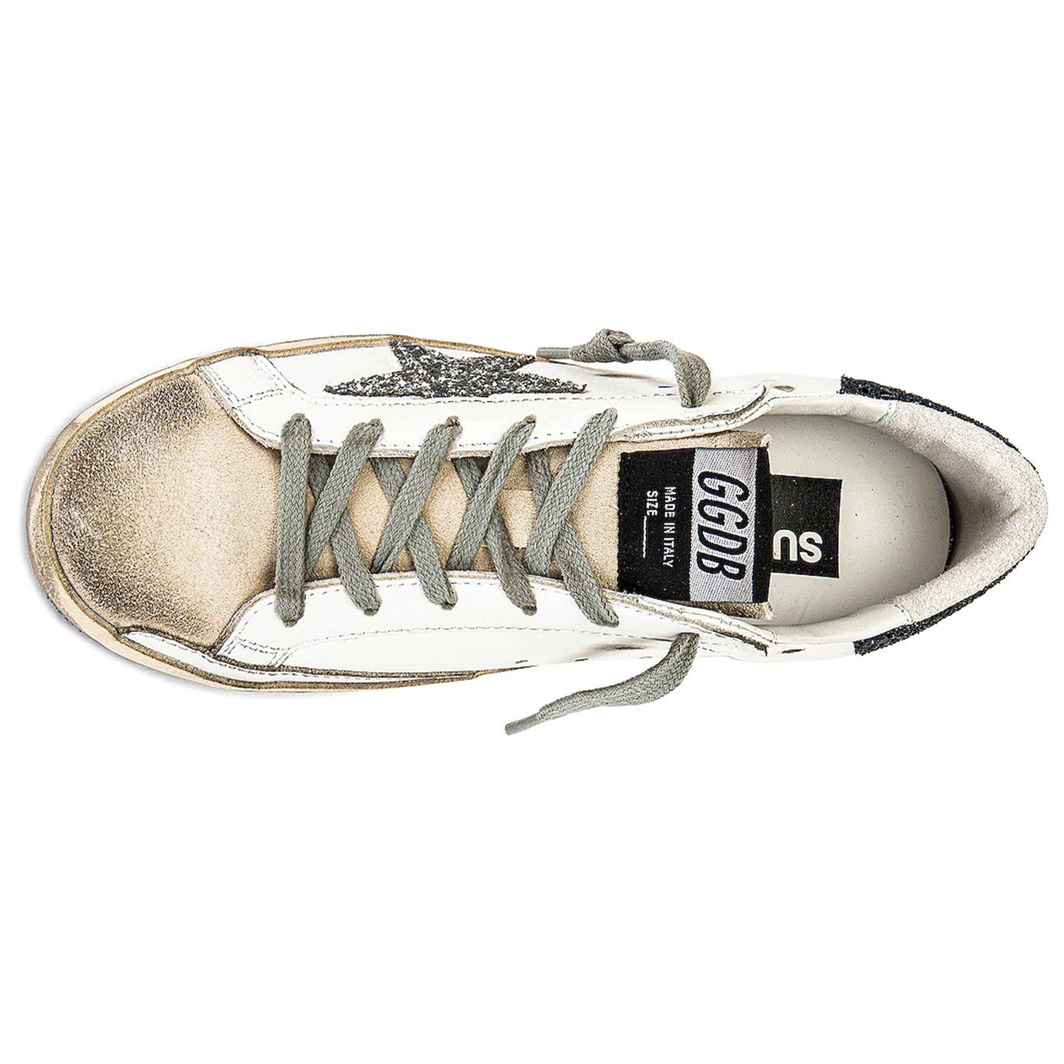 Golden Goose Super-Star White Black Glitter (W)