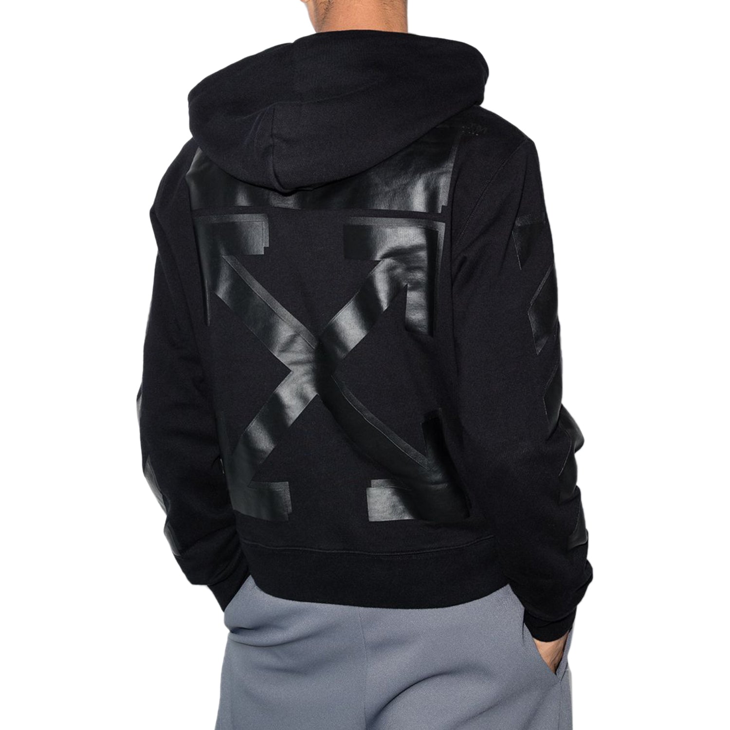Off-White Rubber Arrow Slim Zip Hoodie Black