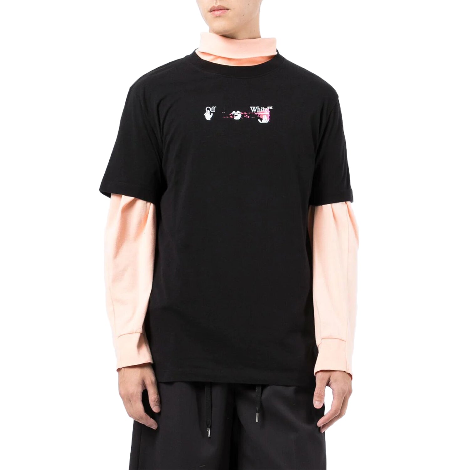 OFF-WHITE Pink Acrylic Arrow Slim Tee Black