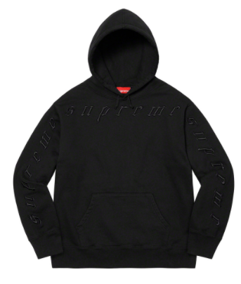 Supreme Raised Embroidery Hooded Sweatshirt Black