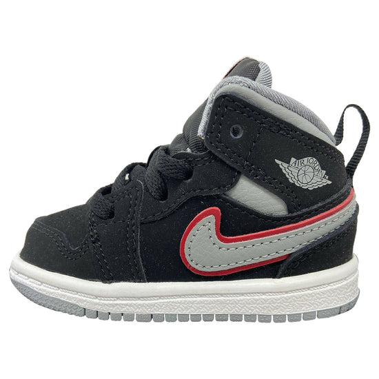 Jordan 1 Mid Black Particle Grey Gym Red (TD)