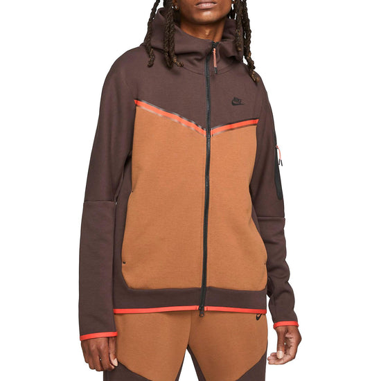 Nike Sportswear Tech Fleece Full-Zip Hoodie Brown Basalt/Pecan/Chile Red/Black