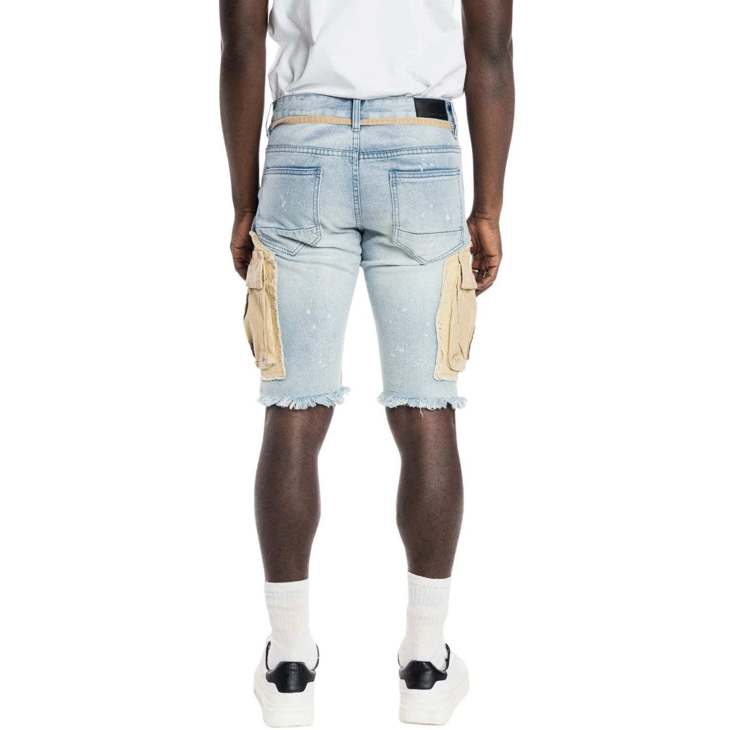 Smoke Rise Belted Cargo Fashion Denim Short Mens Style : Js22141