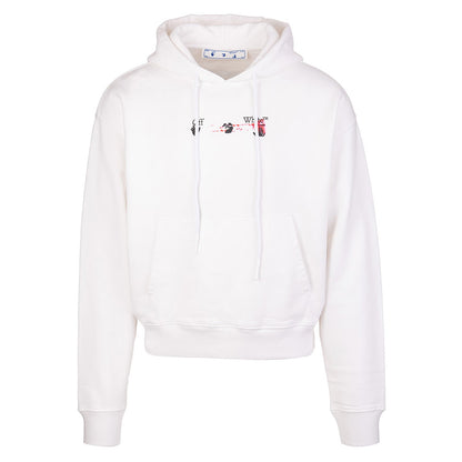 Off-White Acrylic Arrow Logo Print Hooded Sweatshirt White Black Fucshia