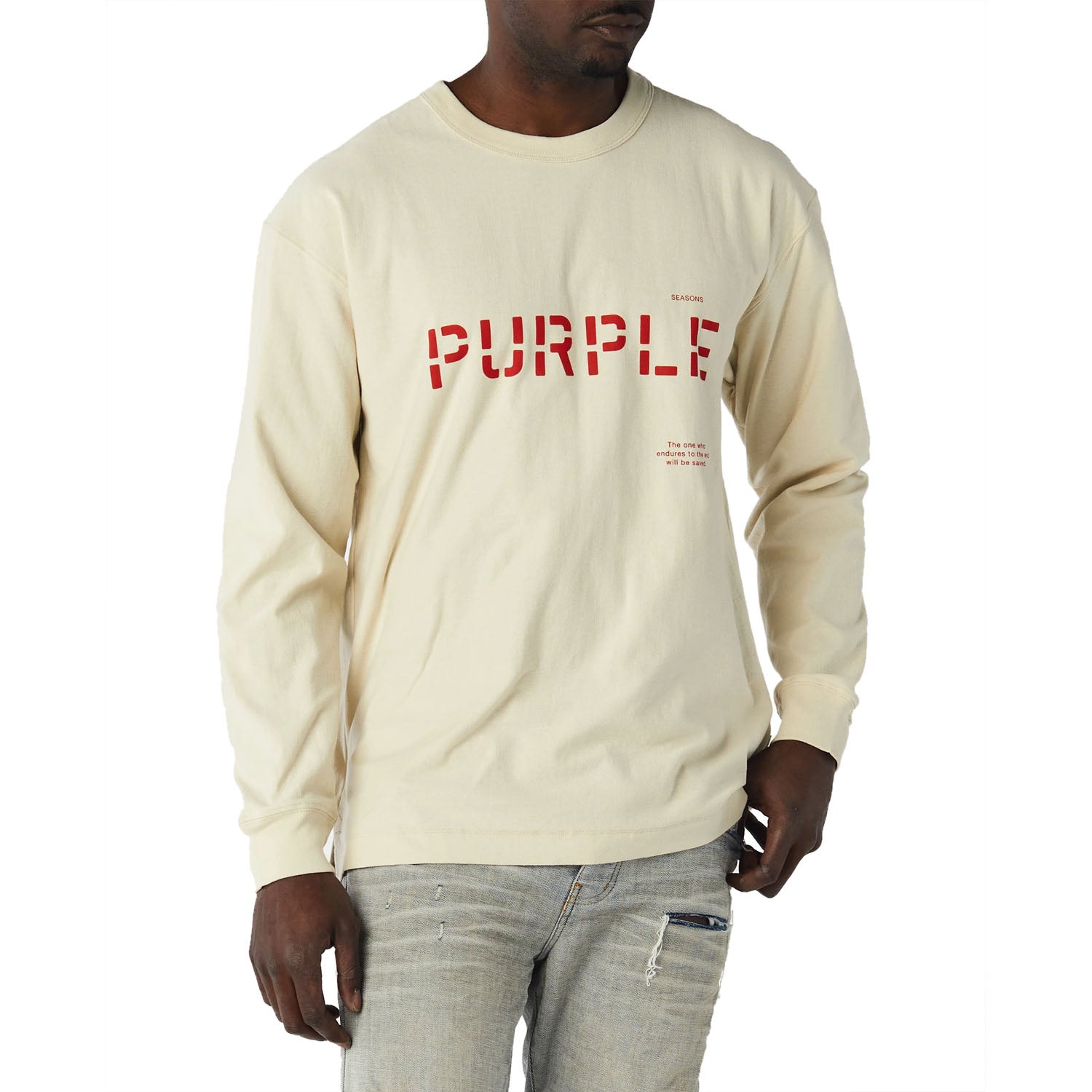 Purple-brand Jersey Stencil Logo L/s Tee Mens Style : P204-jcsl222
