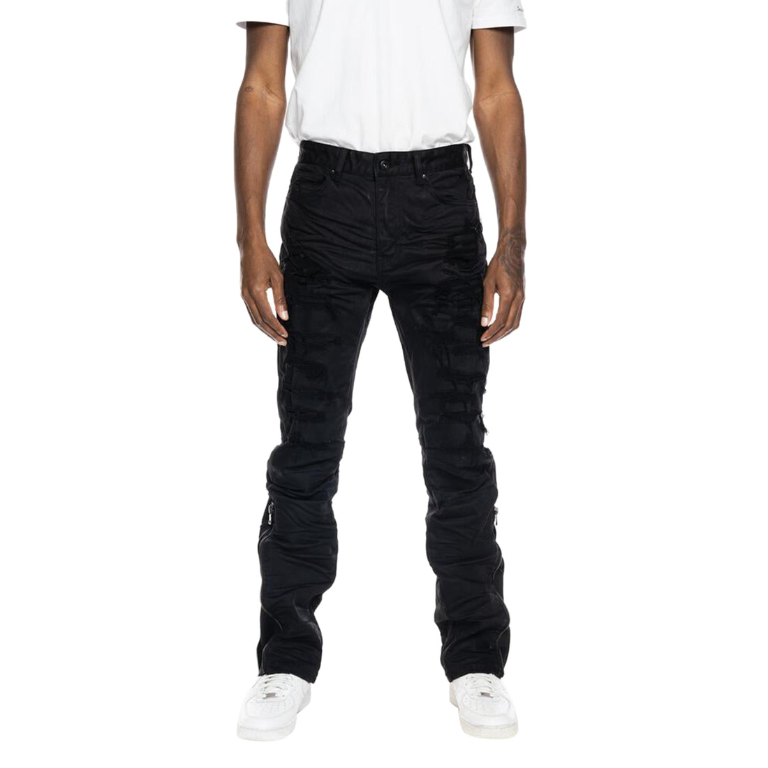 Smoke Rise Rip &amp; Repair Stacked Flare Fashion Jean Mens Style : Jp22349