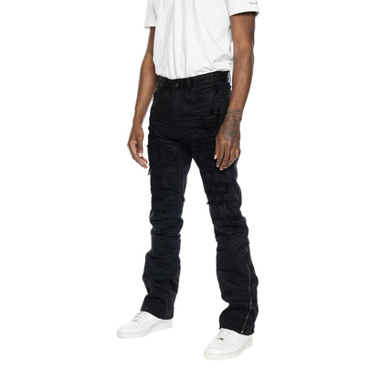 Smoke Rise Rip &amp; Repair Stacked Flare Fashion Jean Mens Style : Jp22349