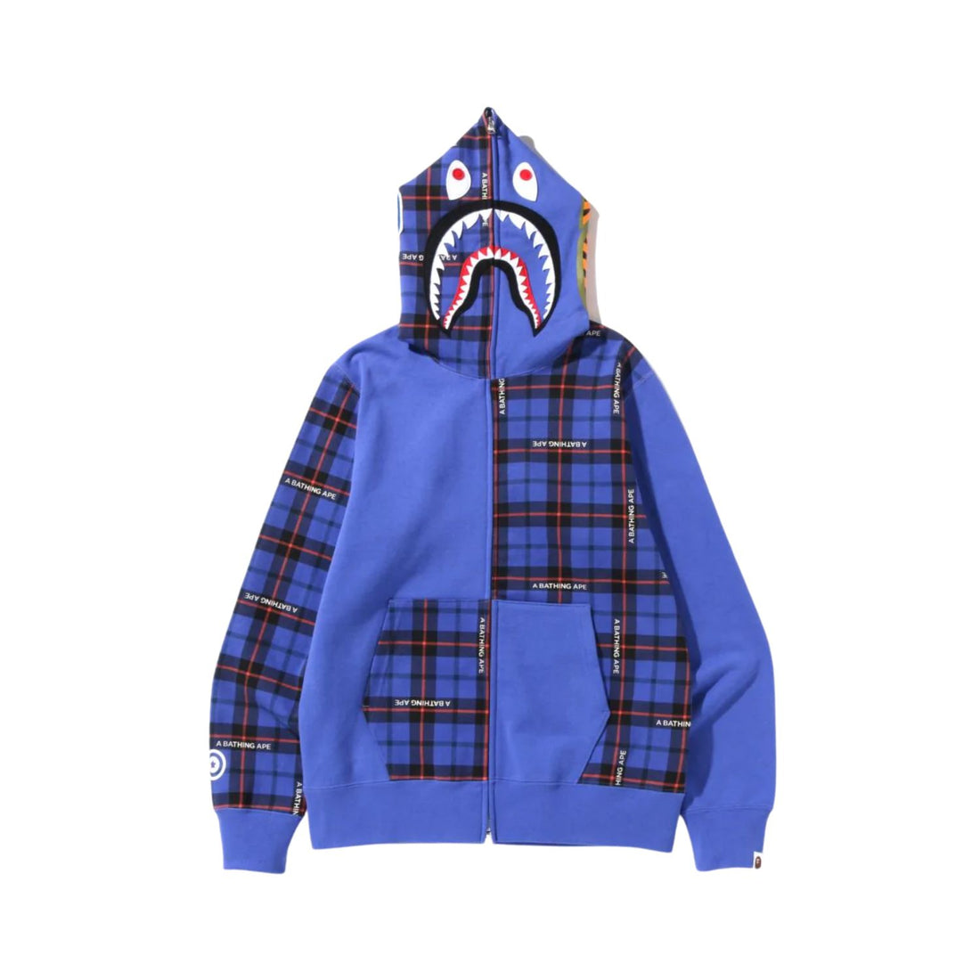 Bape Logo Check Shark Full Zip Hoodie Mens Style : 942382
