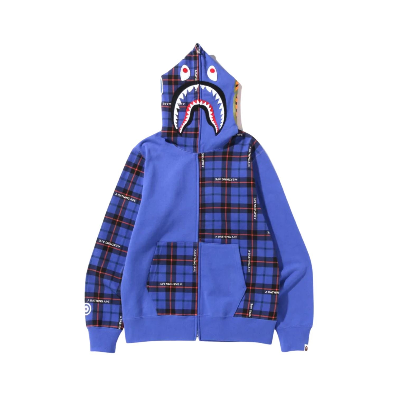 Bape Logo Check Shark Full Zip Hoodie Mens Style : 942382