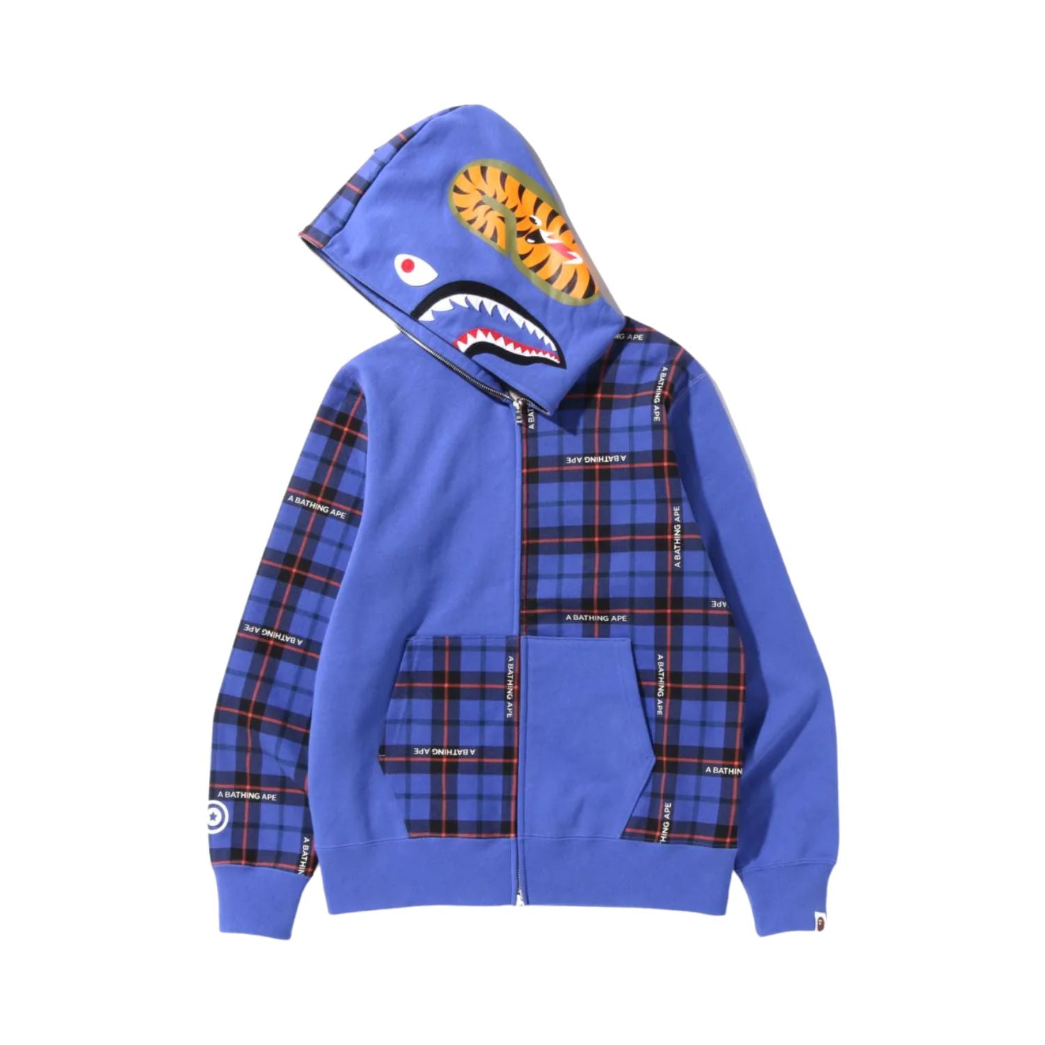 Bape Logo Check Shark Full Zip Hoodie Mens Style : 942382