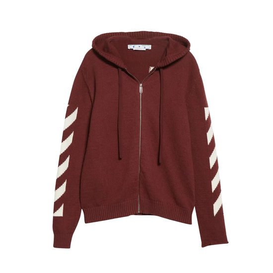 Off-white Diagonal Arrow Knit Zip Hoodie Mens Style : Omha080f22kni00