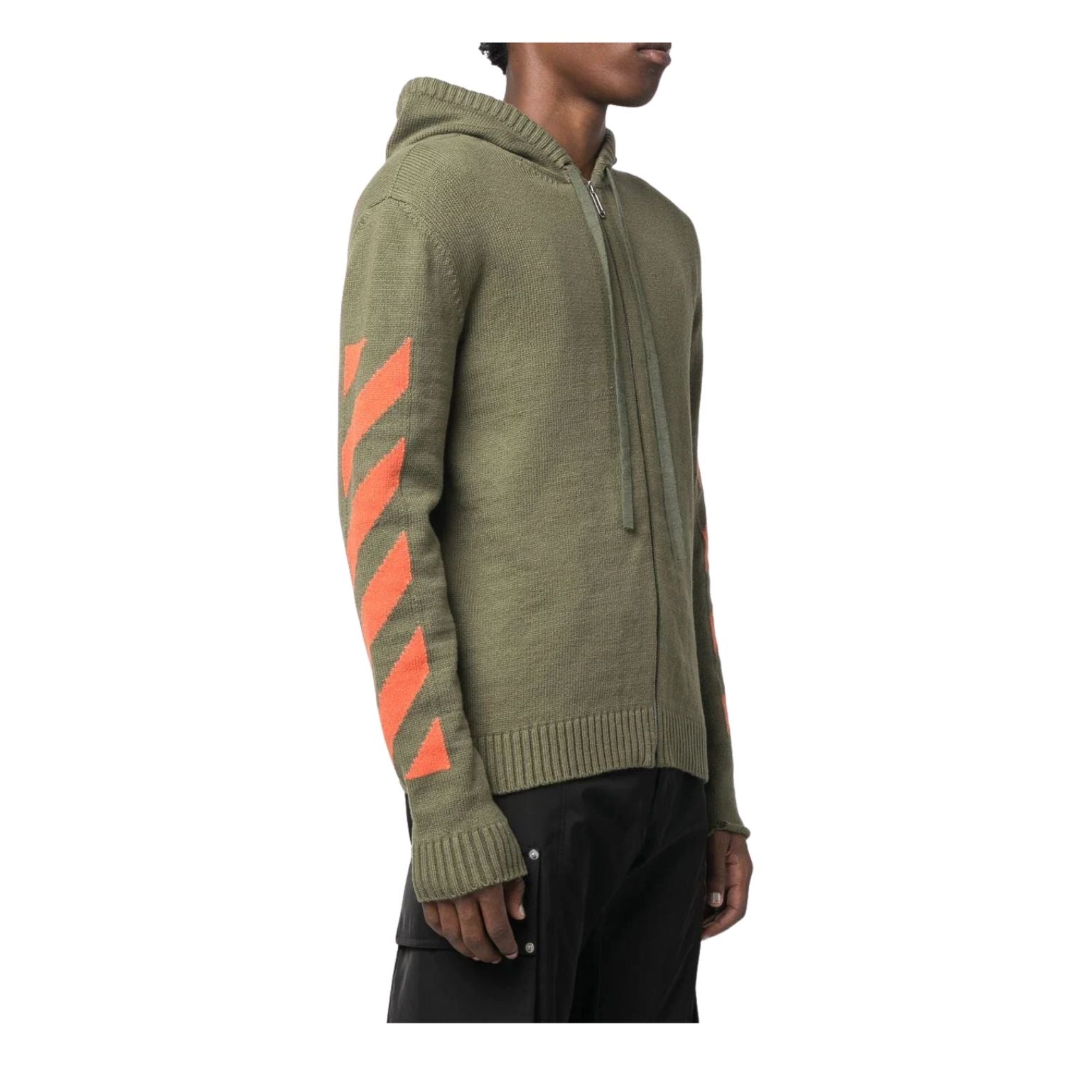 Off-white Diag Arrow Knit Zip Hoodie Mens Style : Omha080f22kni00