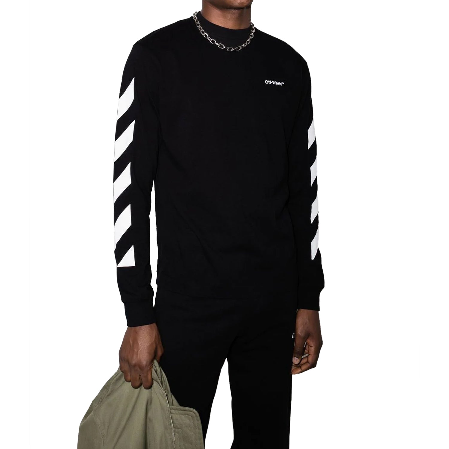 Off-white Diag Helvetica Skate L/s Tee Mens Style : Omab064c99jer00