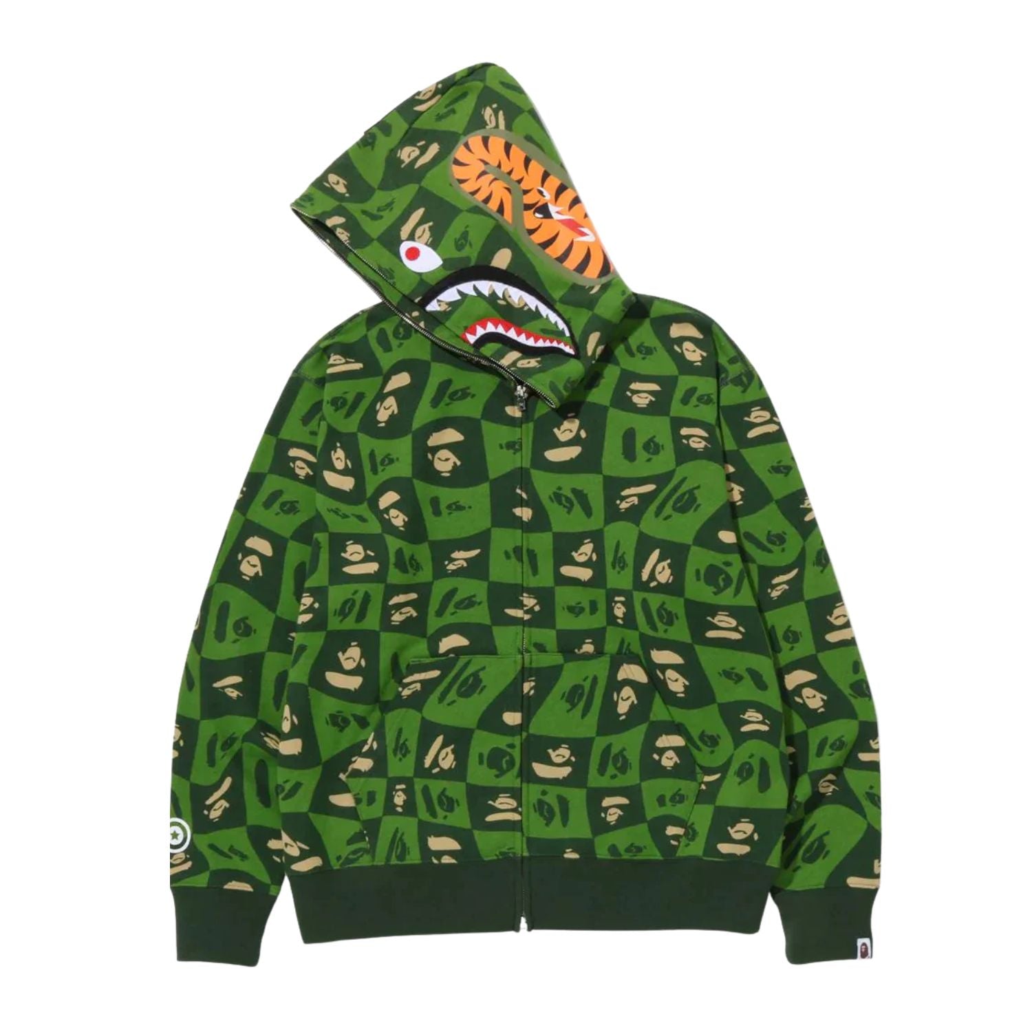 Bape Distortion Shark Relaxed Fit Full Zip Hoodie Mens Style : Bape-s22